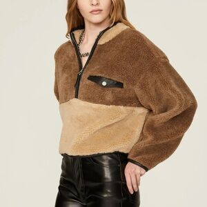 Anine Bing Royce brown fleece pullover Size small